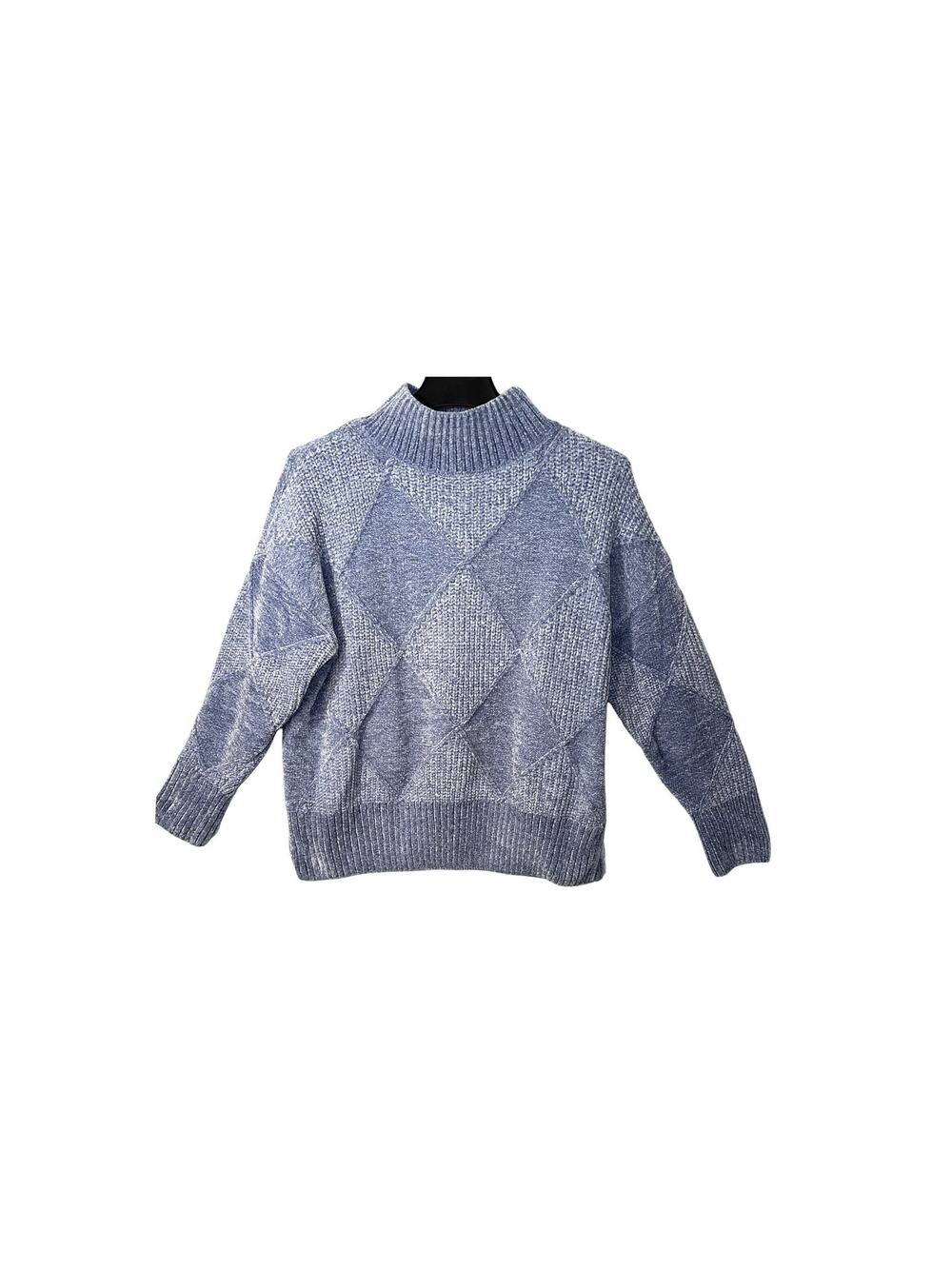 Christian Siriano Sweater Womens Size L Blue Pullover Mock Neck Soft Cozy Casual